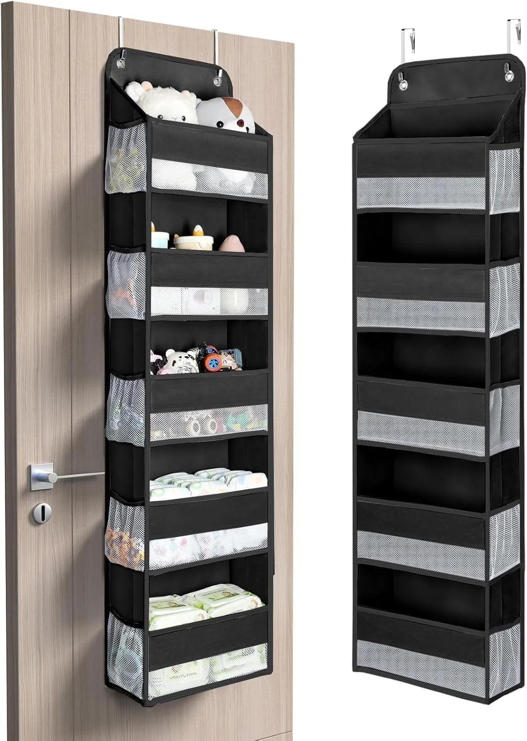 Lazyspin 6-Shelf over the Door Organizer, Door Hanging Storage, Gray
