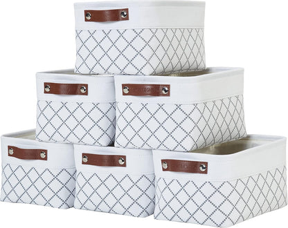 DECOMOMO Storage Bins, Large Fabric Storage Baskets for Shelves, Decorative Linen Closet Organizer, 15 X 11 X 9.5 Inches (Grey & White, 4 Pack)