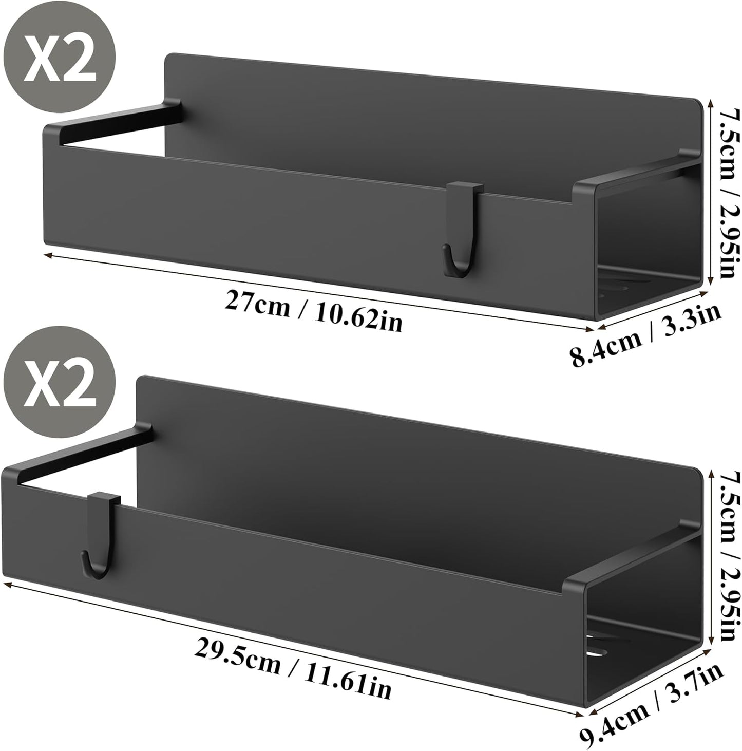 Magnetic fridge spice rack in black finish
