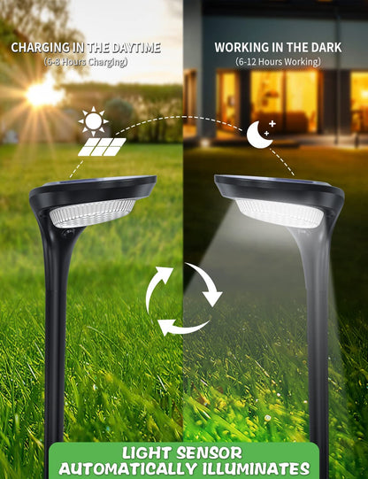 Outdoor Solar Pathway Lights - 4 Pack, 150 Lumens, Waterproof IP65, Dual Color Modes for Landscape, Walkway, Driveway, Garden, and Patio Lighting