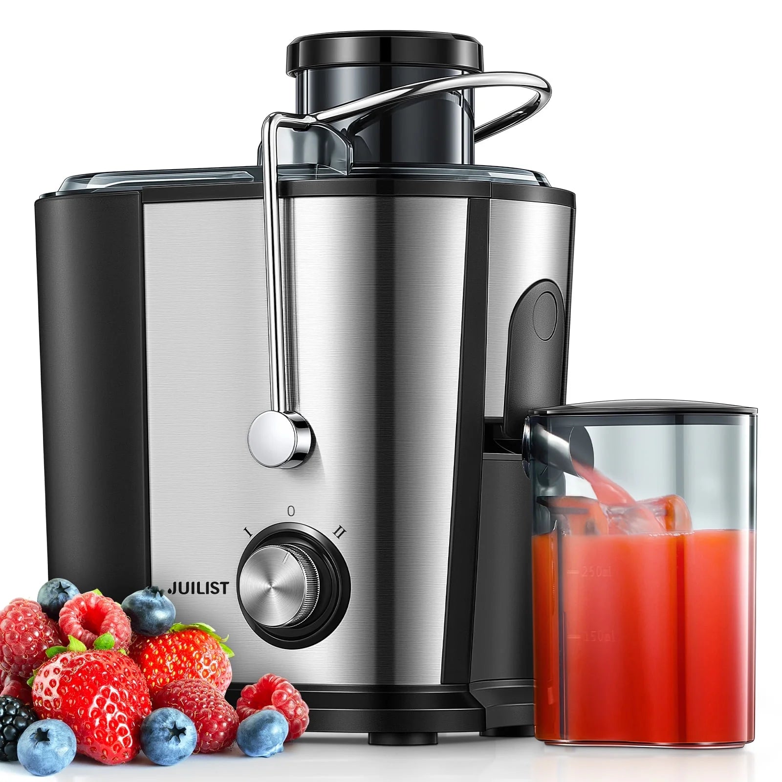 Juilist 2-Speed 400W Electric Juicer - 11 Fl Oz Silver Powerhouse for Fresh Juice!