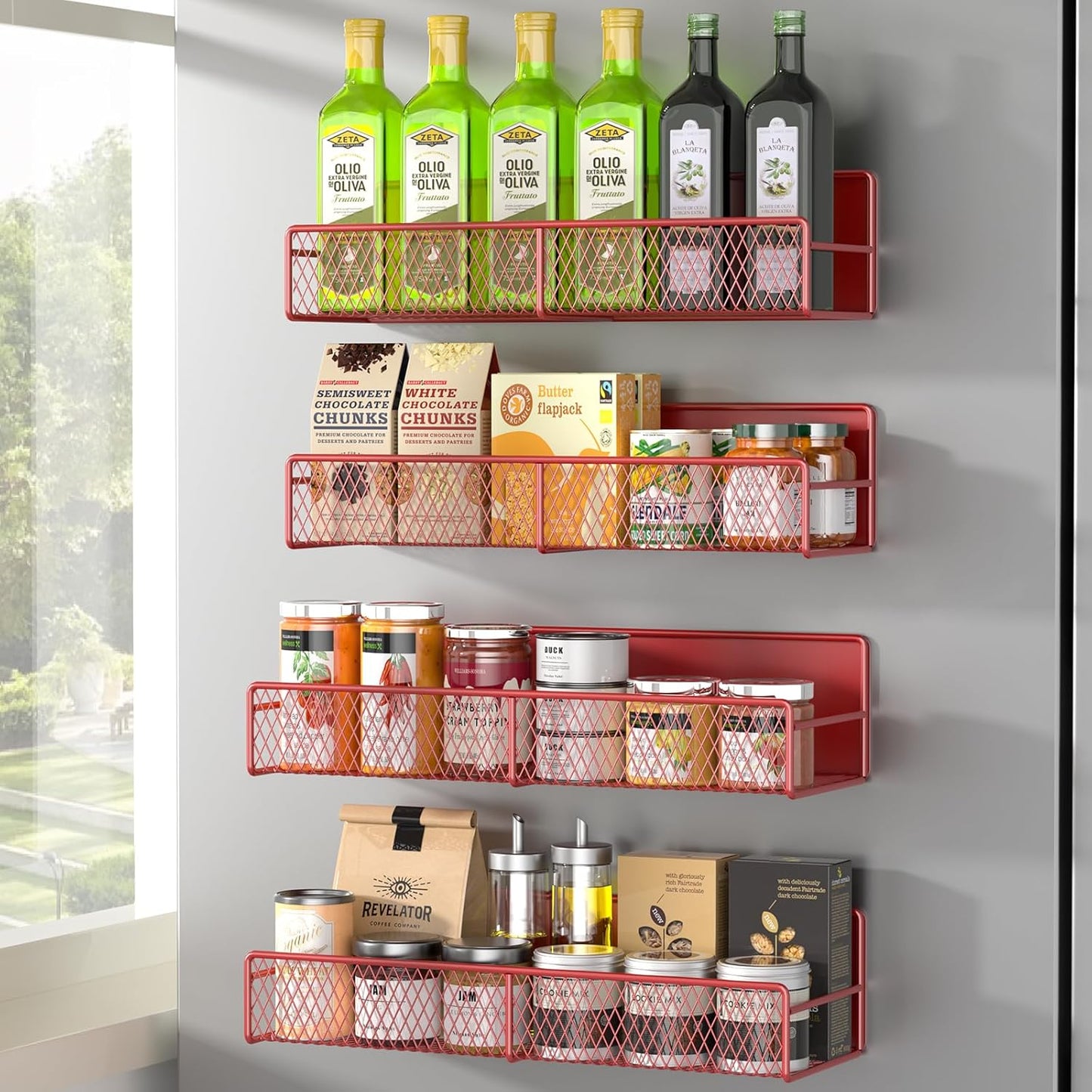 Magnetic spice rack shelf, full 7-piece set