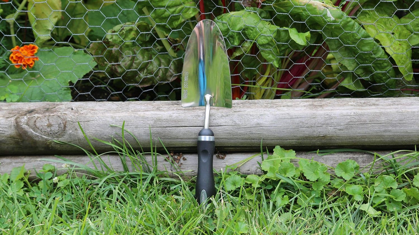 Edward Tools Heavy-Duty Bend-Proof Garden Trowel - Polished Stainless Steel, Rust-Resistant Oversized Hand Shovel for Efficient Digging in Rocky and Heavy Soils with Comfort Grip