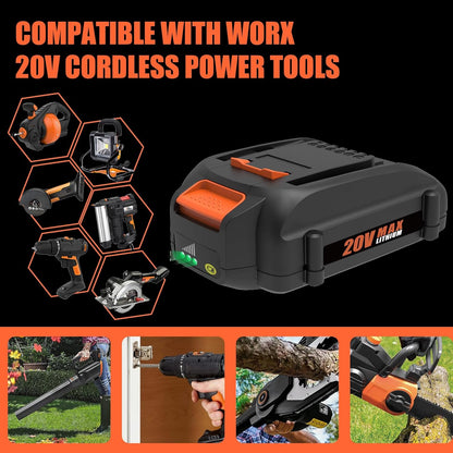 20V 3.5Ah Replacement for Worx 20V Battery and Charger Kit Compatible with Worx 20 Volt Battery WA3520 WA3525 WA3575 WA3577 WA3669 and WA3875 Dual Port Charger