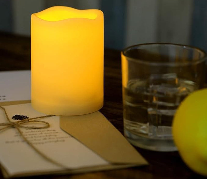 Outdoor Waterproof Battery-Operated Flameless LED Pillar Candles with Remote Timer - Flickering Electric Decorative Lights for Christmas, Weddings, and Parties - Set of 3