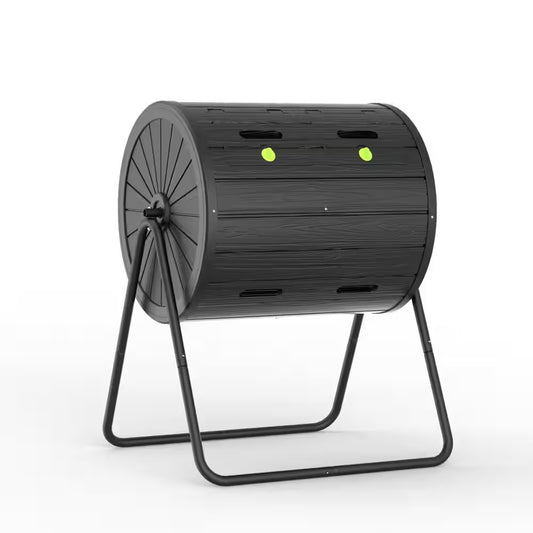 Compost Bin 37.5 Gal. Ual Chamber Composting Tumbler Large Tumbling Composter with 2 Doors and Frame
