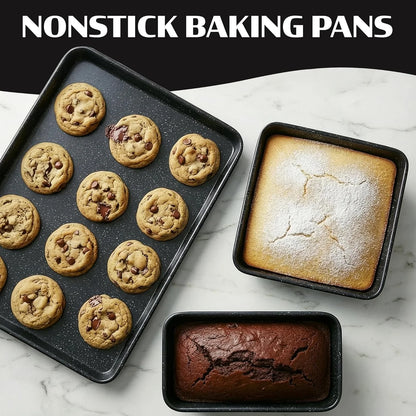 Granitestone 20 Pc Pots and Pans Set Non Stick, Pots and Pans Ceramic Cookware Set with Square Pan, Pot and Pan Set with Bakeware/Utensils, Non Stick Pots and Pan Set, Oven/Dishwasher Safe, Black