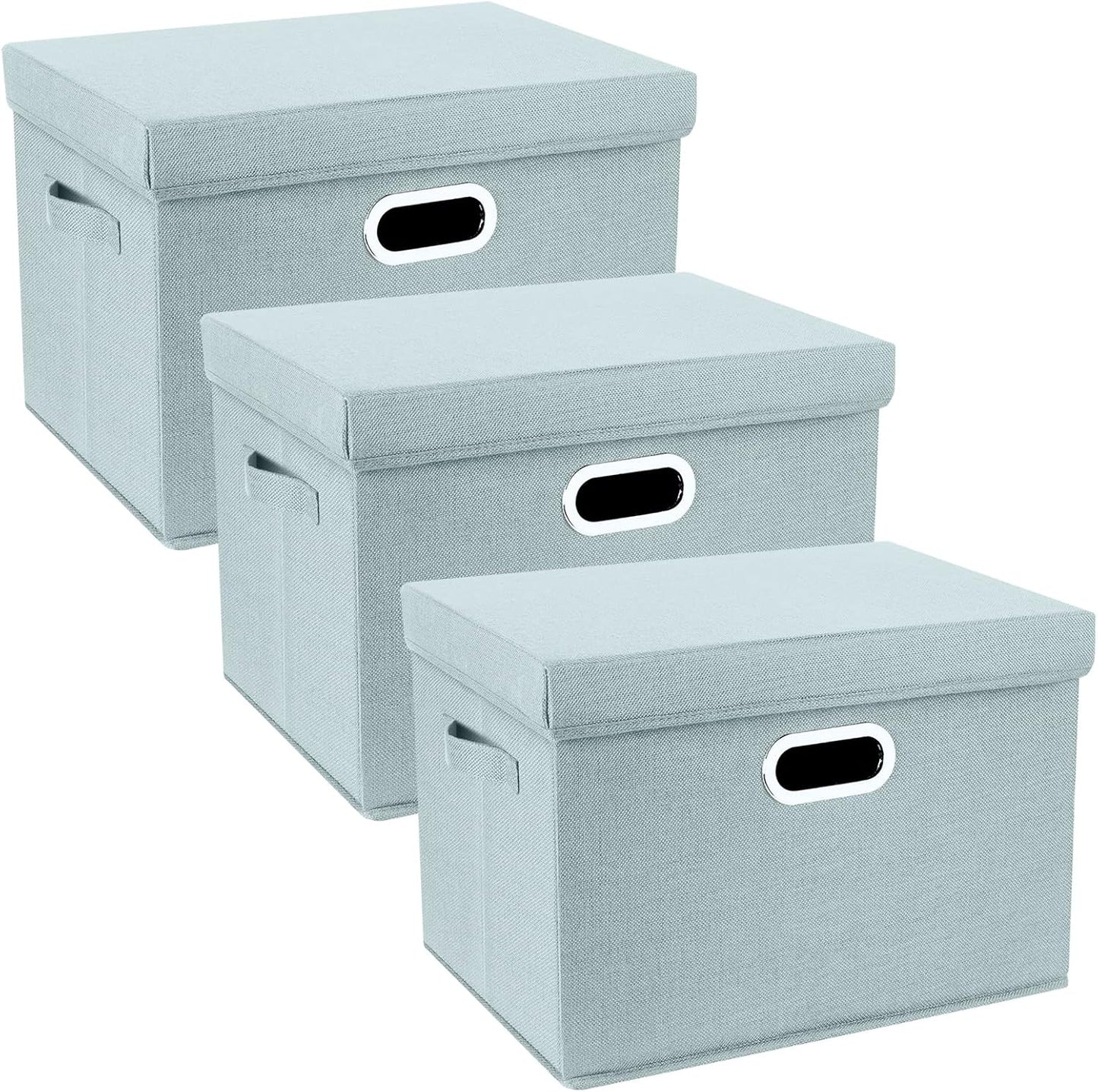 TYEERS Collapsible Storage Bins with Lids, Large Fabric Storage Boxes - 2 Pack - Classic Blue