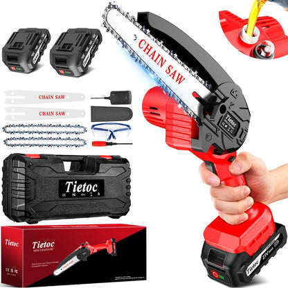 Tietoc Chainsaw 6 Inch Mini Electric Chainsaw Cordless Battery Powered, Hand Held Saw for Wood/Trees Trimming, Tools for Household and Garden, Chain Saw Gift for Men Dad Husband Fathers Gardener 2026