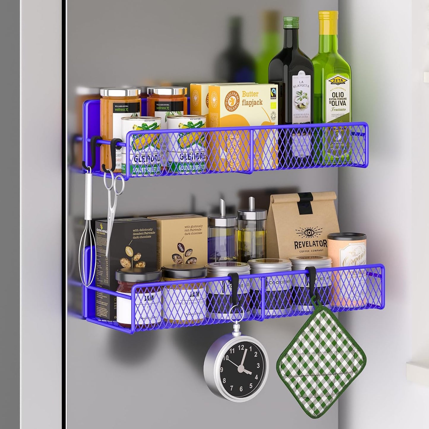Magnetic spice rack shelf set in white finish