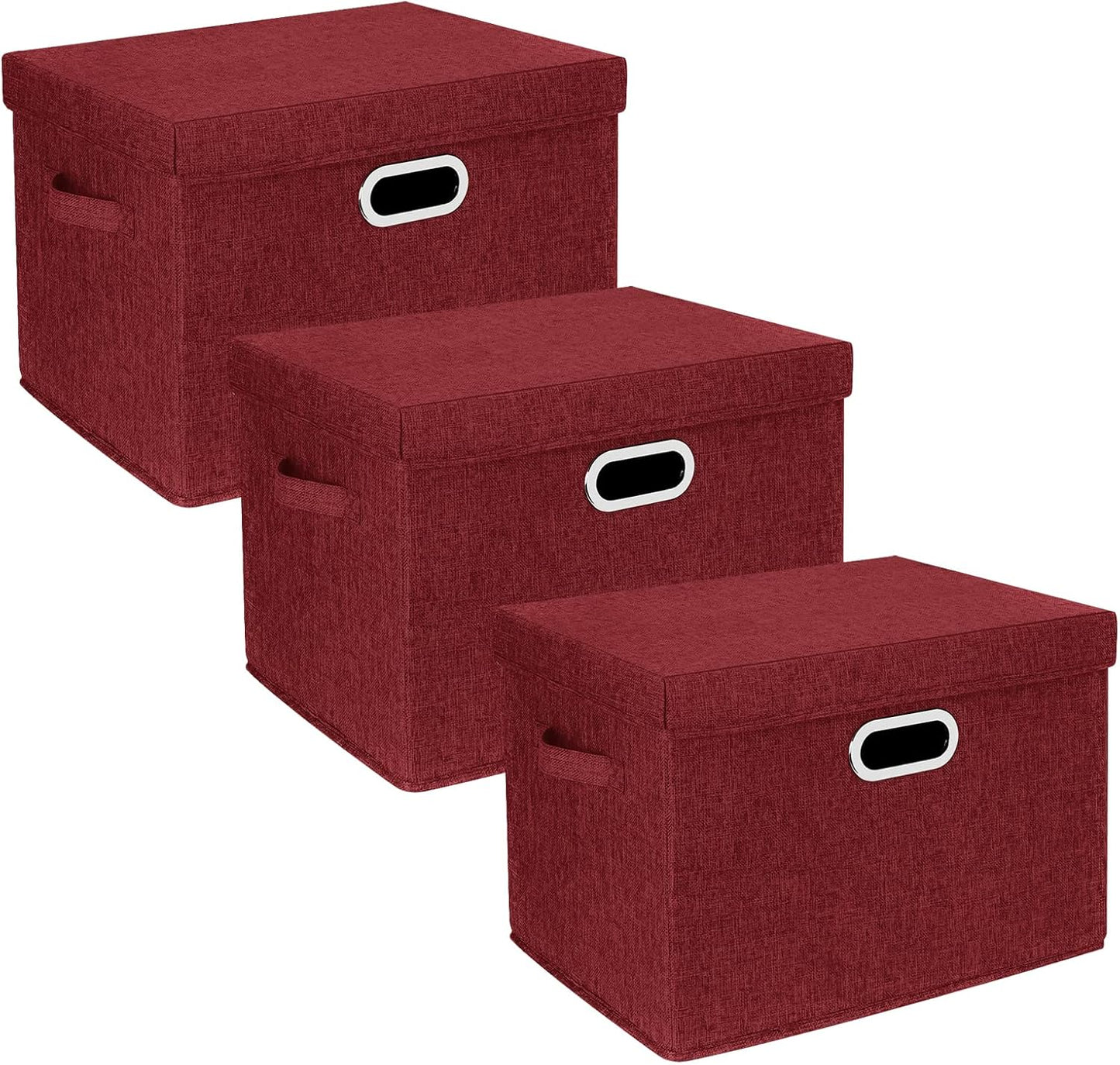 TYEERS Collapsible Storage Bins with Lids, Large Fabric Storage Boxes - 2 Pack - Classic Blue