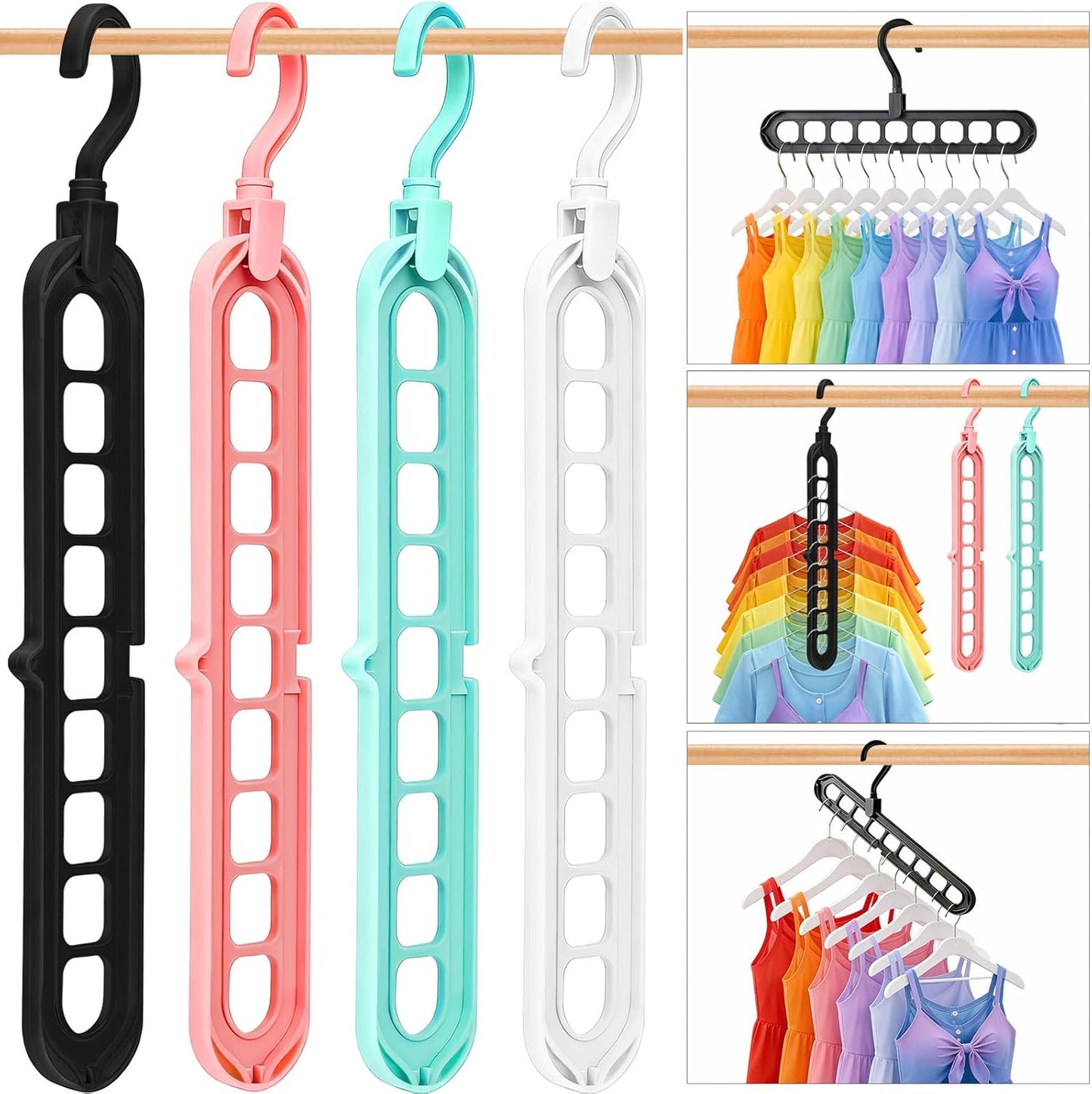 Pack of 6 Multifunctional Organizer Magic Space Saving Hangers with 9 Holes Storage Organization for Wardrobe Closet