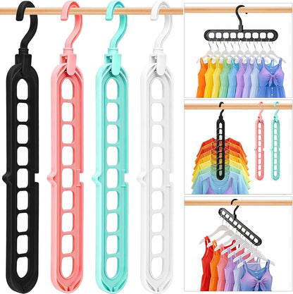 Pack of 6 Multifunctional Organizer Magic Space Saving Hangers with 9 Holes Storage Organization for Wardrobe Closet