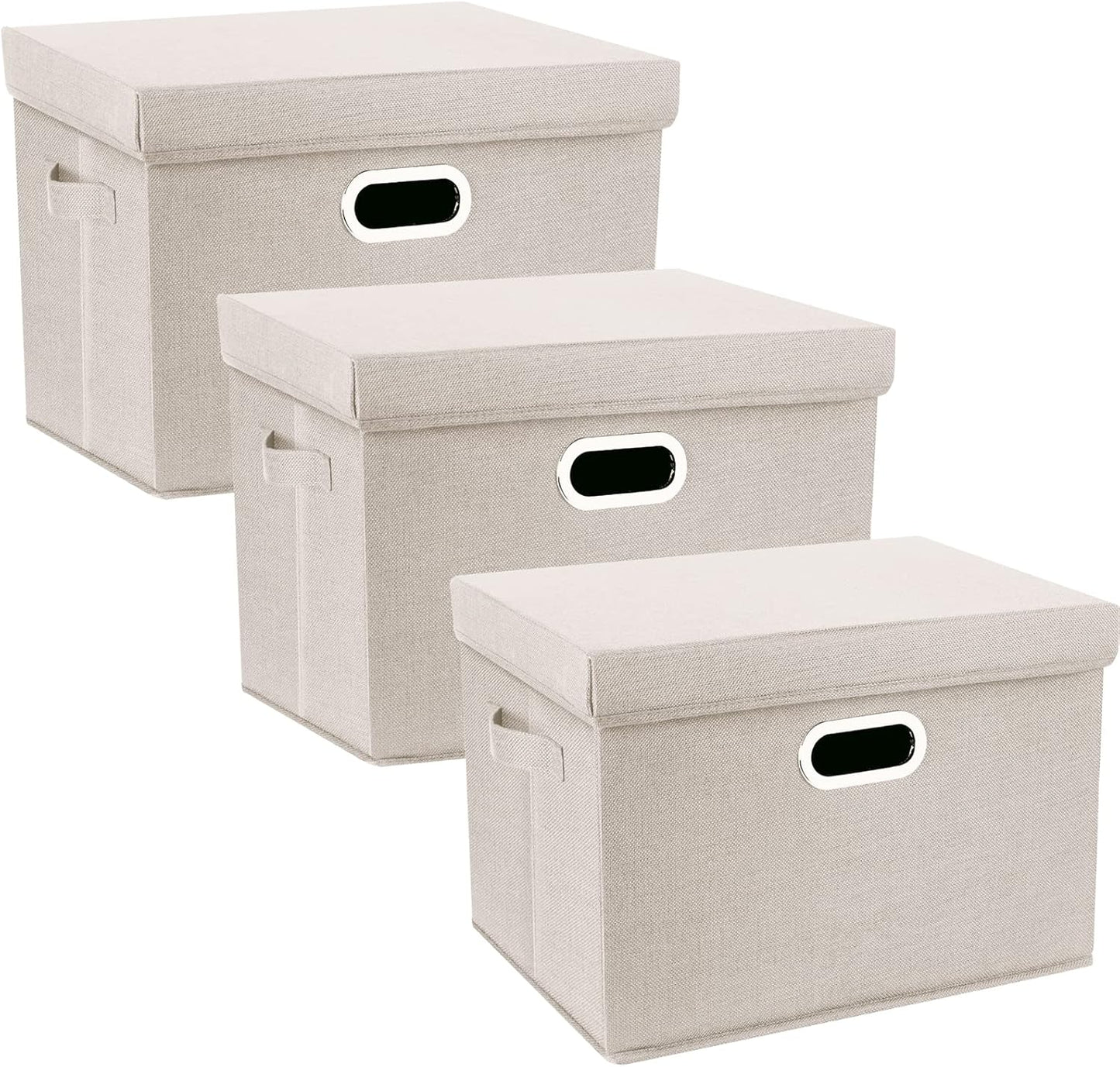 TYEERS Collapsible Storage Bins with Lids, Large Fabric Storage Boxes - 2 Pack - Classic Blue