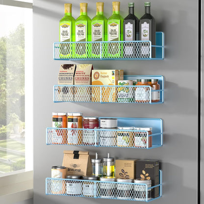 Magnetic spice rack shelf mounted on a washing machine