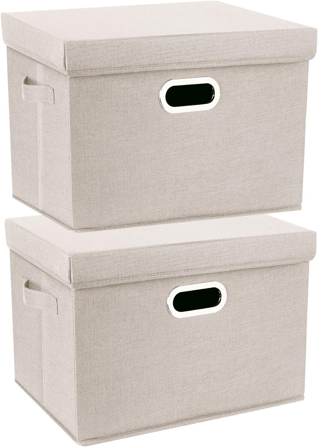 TYEERS Collapsible Storage Bins with Lids, Large Fabric Storage Boxes - 2 Pack - Classic Blue