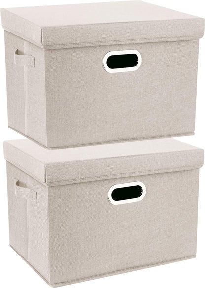 TYEERS Collapsible Storage Bins with Lids, Large Fabric Storage Boxes - 2 Pack - Classic Blue
