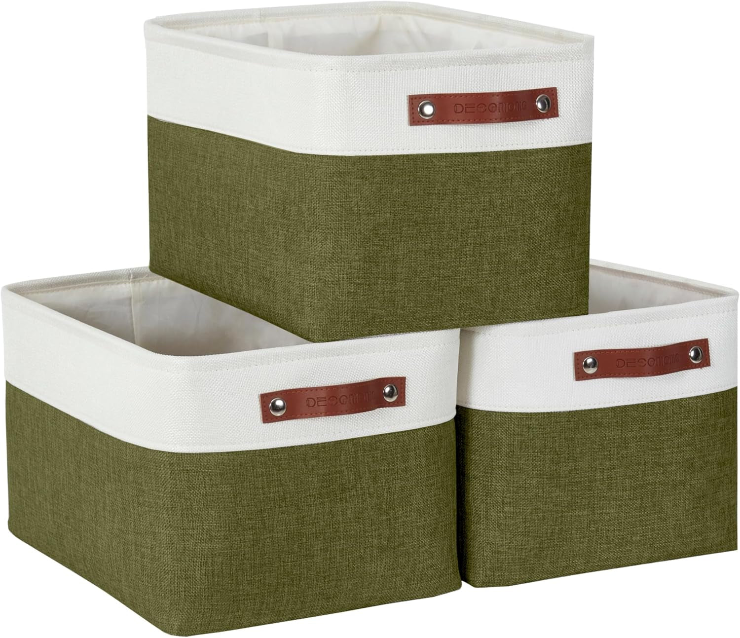 DECOMOMO Storage Bins, Large Fabric Storage Baskets for Shelves, Decorative Linen Closet Organizer, 15 X 11 X 9.5 Inches (Grey & White, 4 Pack)