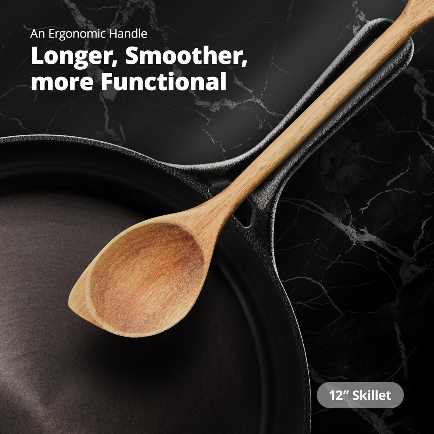 Master Chef's 12-Inch Greater Goods Cast Iron Skillet - Smooth Milled & Organically Pre-Seasoned for Perfect Cooking Every Time!