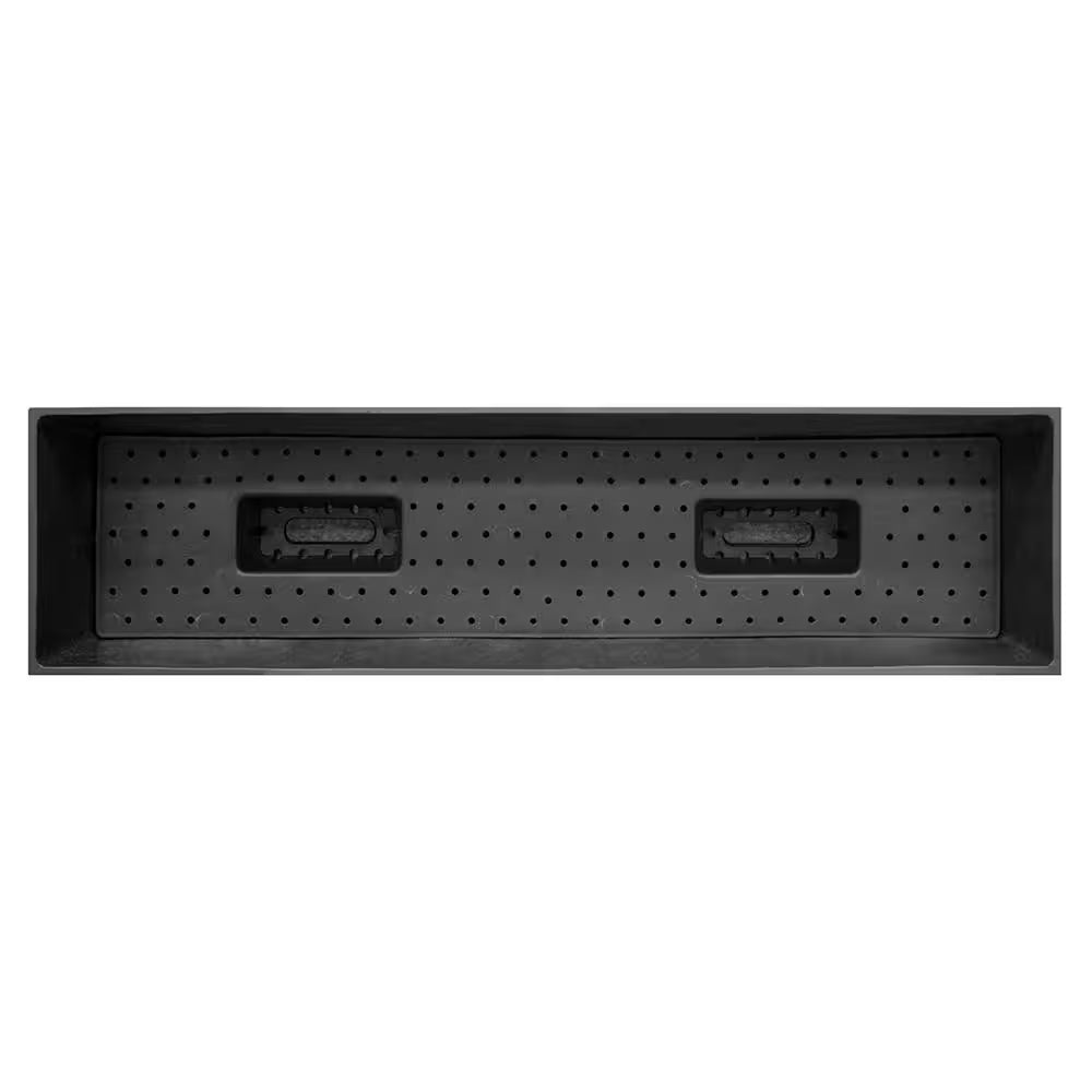 Fiorella Medium Black Rubber Self-Watering Table Trough Planter with Drainage Holes (6.2 In. L X 24 In. W X 6 In. H)