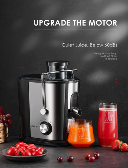 Juilist 2-Speed 400W Electric Juicer - 11 Fl Oz Silver Powerhouse for Fresh Juice!