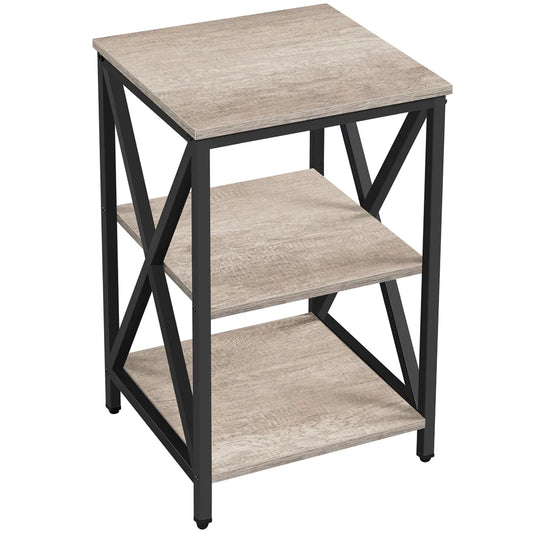 Alden Design 3 Tier X Frame Side Table for Living Room, Gray