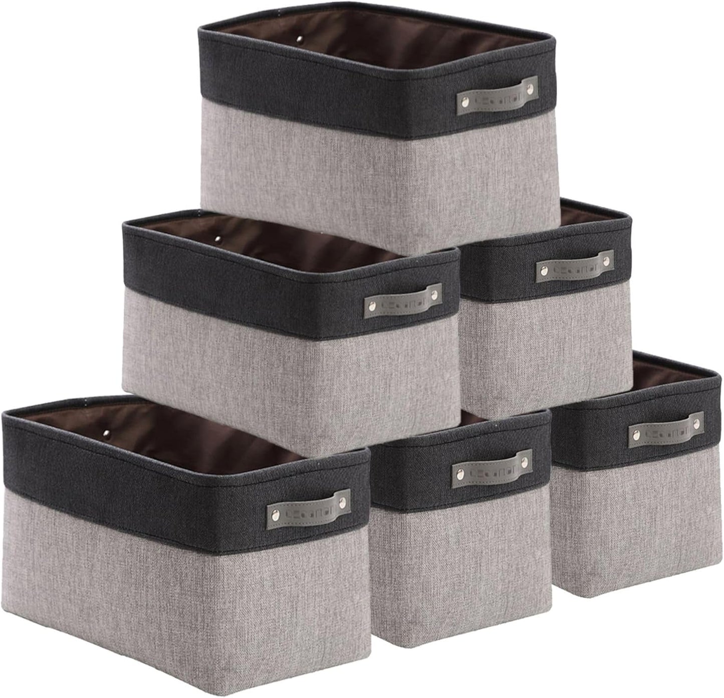 DECOMOMO Storage Bins, Large Fabric Storage Baskets for Shelves, Decorative Linen Closet Organizer, 15 X 11 X 9.5 Inches (Grey & White, 4 Pack)