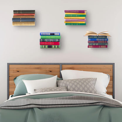 Invisible floating iron bookshelf, close-up of concealed bracket