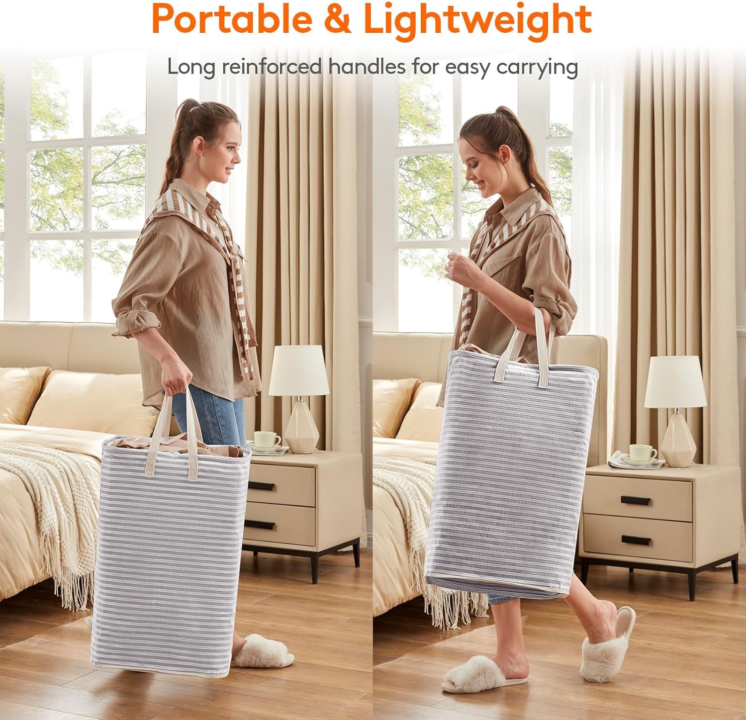 Lifewit 80L Collapsible Laundry Basket with Reinforced Handles, Waterproof Design for Bedroom and Laundry Room, Grey
