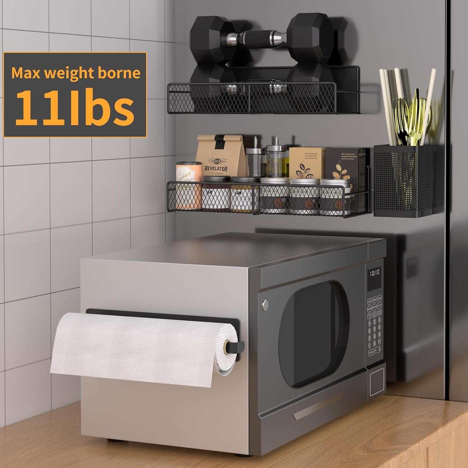 Magnetic paper towel holder attachment close-up