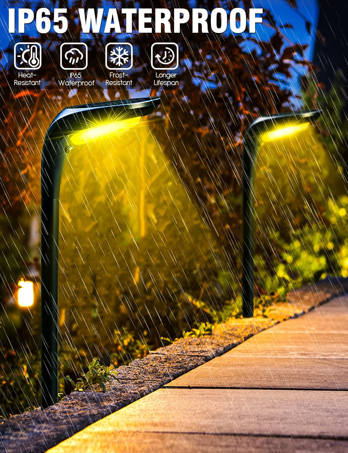 Outdoor Solar Pathway Lights - 4 Pack, 150 Lumens, Waterproof IP65, Dual Color Modes for Landscape, Walkway, Driveway, Garden, and Patio Lighting