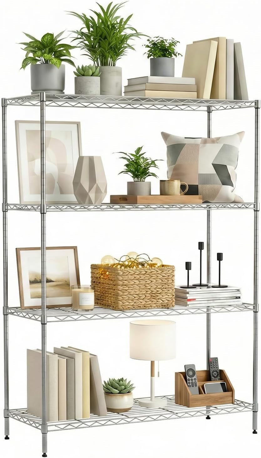 Bestoffice | 6-Tier Wire Storage Shelves with Wheels | 18X48X78 | Chrome | Adjustable Racks | Heavy-Duty Metal Shelf, Holds Upto 600 Lbs | No-Tool Assembly | Ideal for Home & Garage Shelving