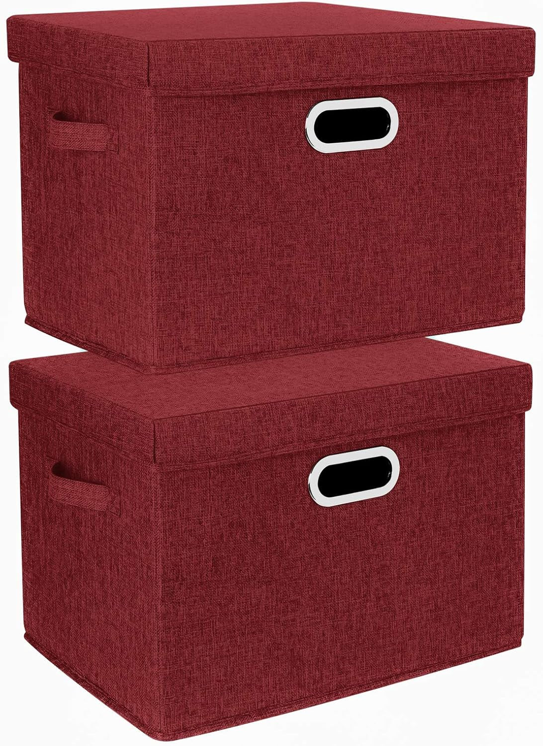 TYEERS Collapsible Storage Bins with Lids, Large Fabric Storage Boxes - 2 Pack - Classic Blue