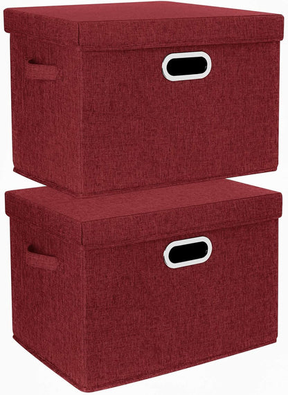 TYEERS Collapsible Storage Bins with Lids, Large Fabric Storage Boxes - 2 Pack - Classic Blue
