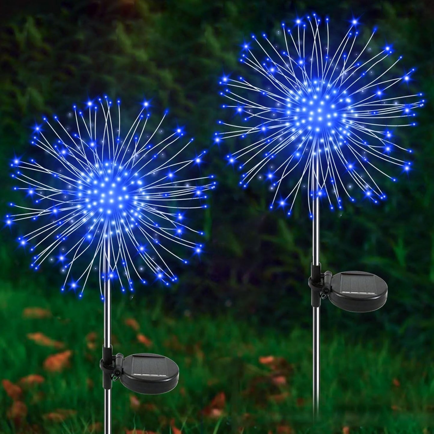 Solar firework starburst light, solar panel close-up