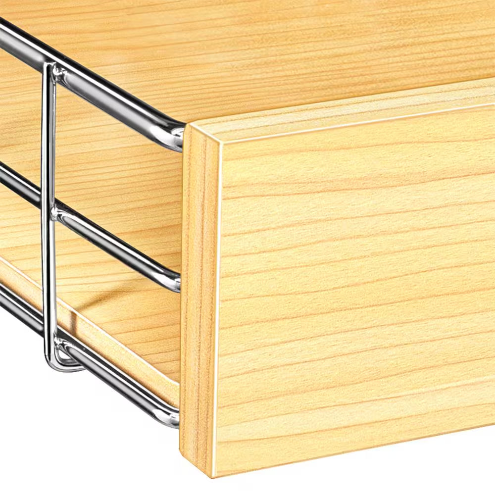 Slide Out Wood Cabinet Organizer - Pull Out under Cabinet Sliding Shelf - 20 In. X 21 In. - Wood and Chrome