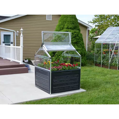 Plant Inn 4 Ft. X 4 Ft. Gray/Clear Raised Bed Polycarbonate DIY Greenhouse Kit