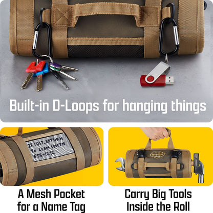 The Ryker Roll up Tool Bag Organizer Gifts for Dad. Heavy Duty Motorcy