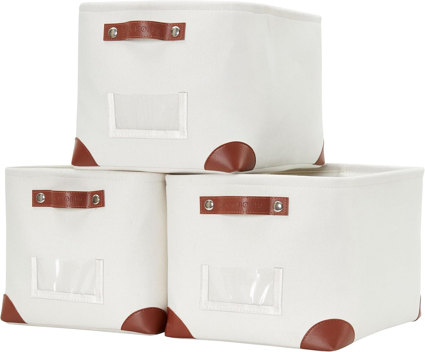 DECOMOMO Storage Bins, Large Fabric Storage Baskets for Shelves, Decorative Linen Closet Organizer, 15 X 11 X 9.5 Inches (Grey & White, 4 Pack)