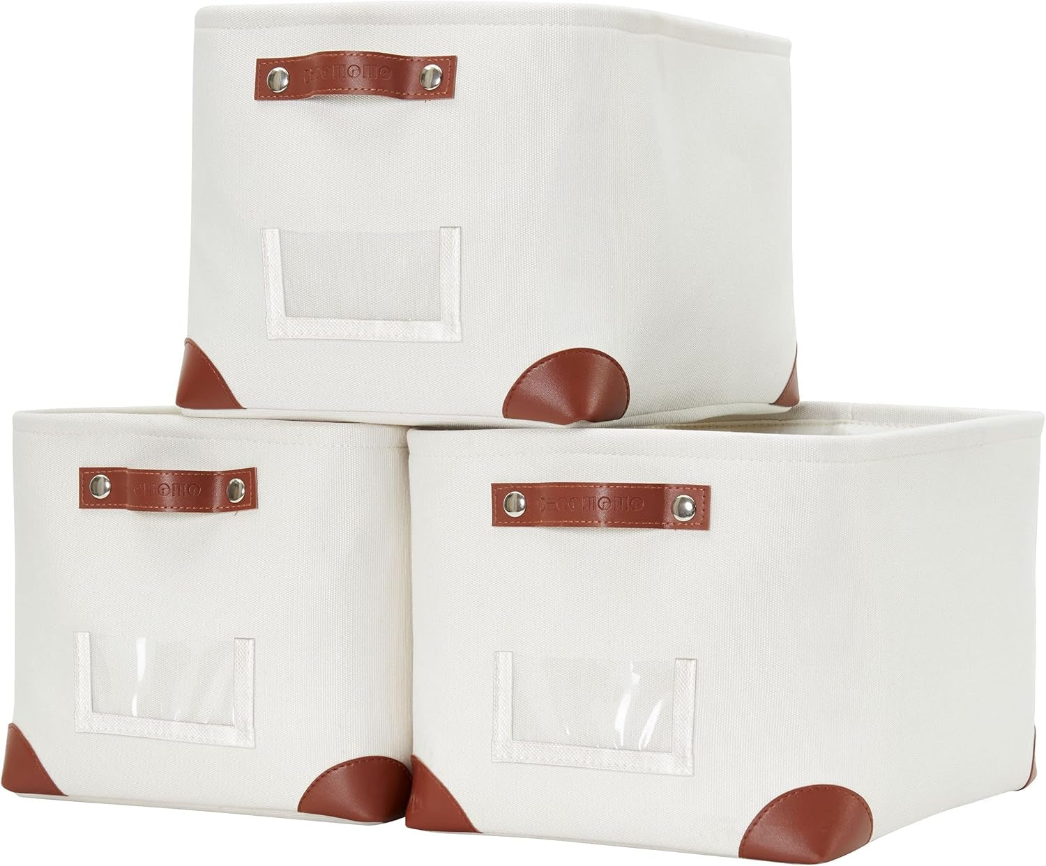 DECOMOMO Storage Bins, Large Fabric Storage Baskets for Shelves, Decorative Linen Closet Organizer, 15 X 11 X 9.5 Inches (Grey & White, 4 Pack)