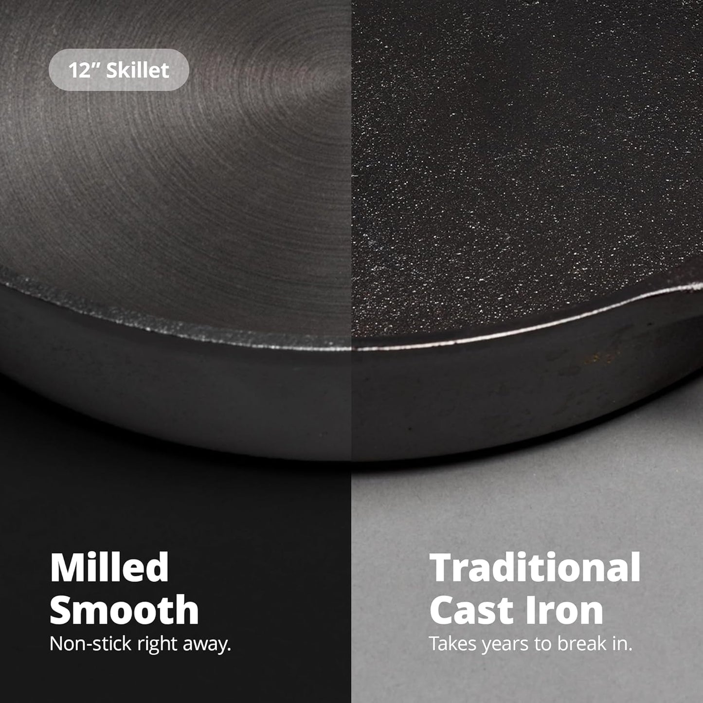 Master Chef's 12-Inch Greater Goods Cast Iron Skillet - Smooth Milled & Organically Pre-Seasoned for Perfect Cooking Every Time!