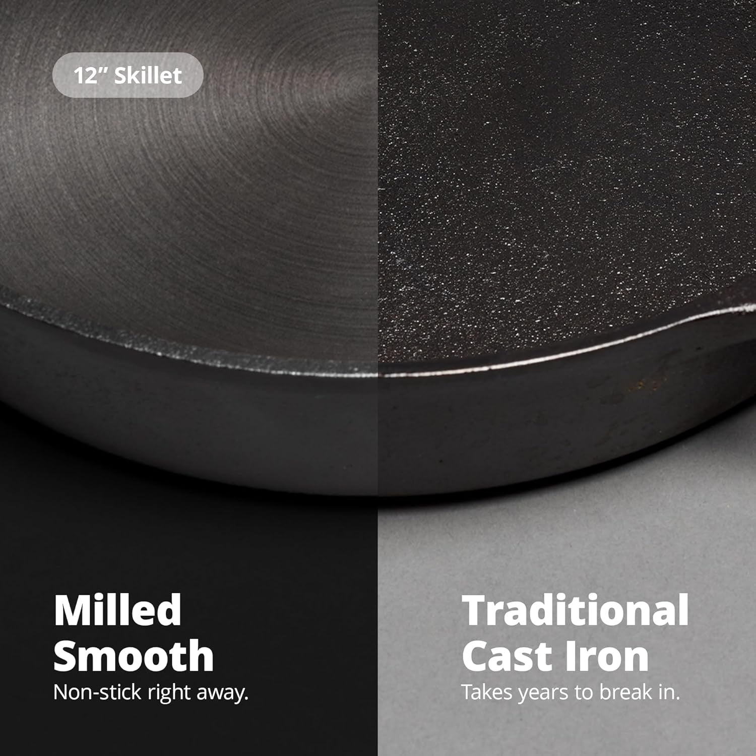 Master Chef's 12-Inch Greater Goods Cast Iron Skillet - Smooth Milled & Organically Pre-Seasoned for Perfect Cooking Every Time!