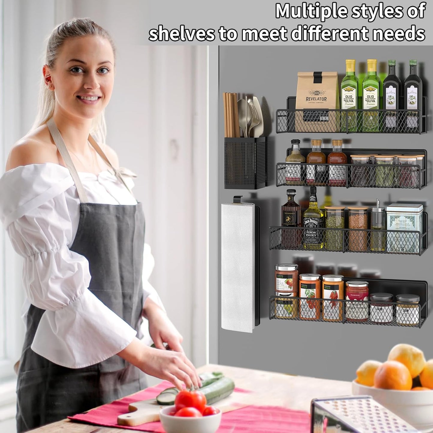Magnetic spice rack shelf, small shelf size