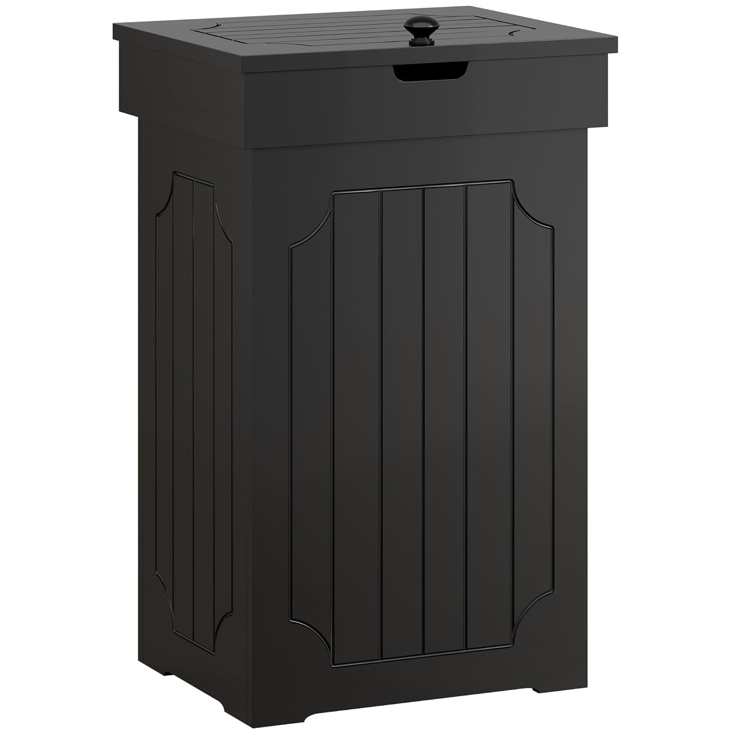 Farmhouse trash can cabinet in black finish