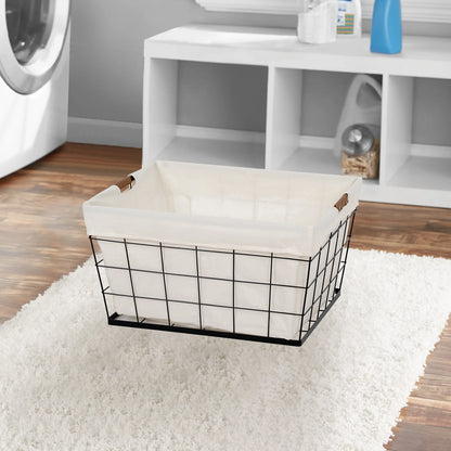 Stylish 60L Rectangular Steel Laundry Basket - Black & Natural Design for Adults