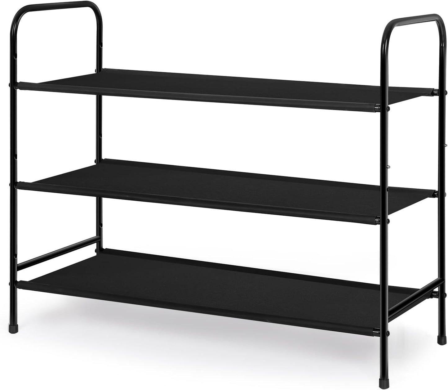 MAX Houser 3-Tier Metal Shoe Rack - Stylish and Sturdy Storage for 9-12 Pairs, Easy Assembly for Entryway or Bedroom - Sleek Black Design