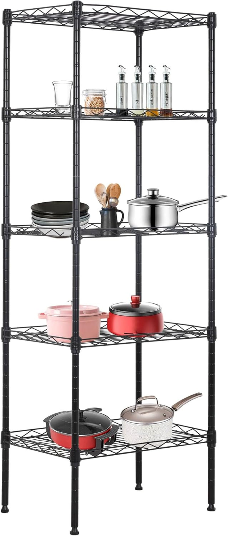 Bestoffice | 6-Tier Wire Storage Shelves with Wheels | 18X48X78 | Chrome | Adjustable Racks | Heavy-Duty Metal Shelf, Holds Upto 600 Lbs | No-Tool Assembly | Ideal for Home & Garage Shelving