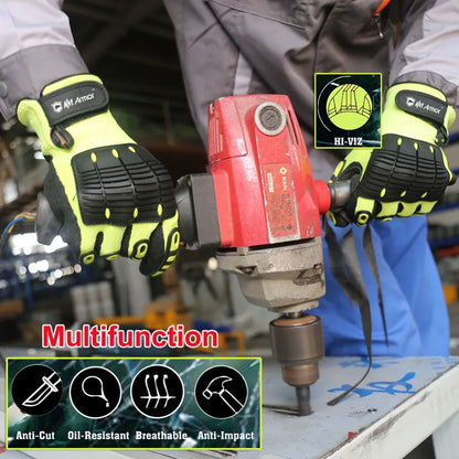 Nmsafety ANSI Cut Level A6 Cut Resistant Safety Garden Work Glove anti Vibration Mechanic Hand Protection Running Gloves