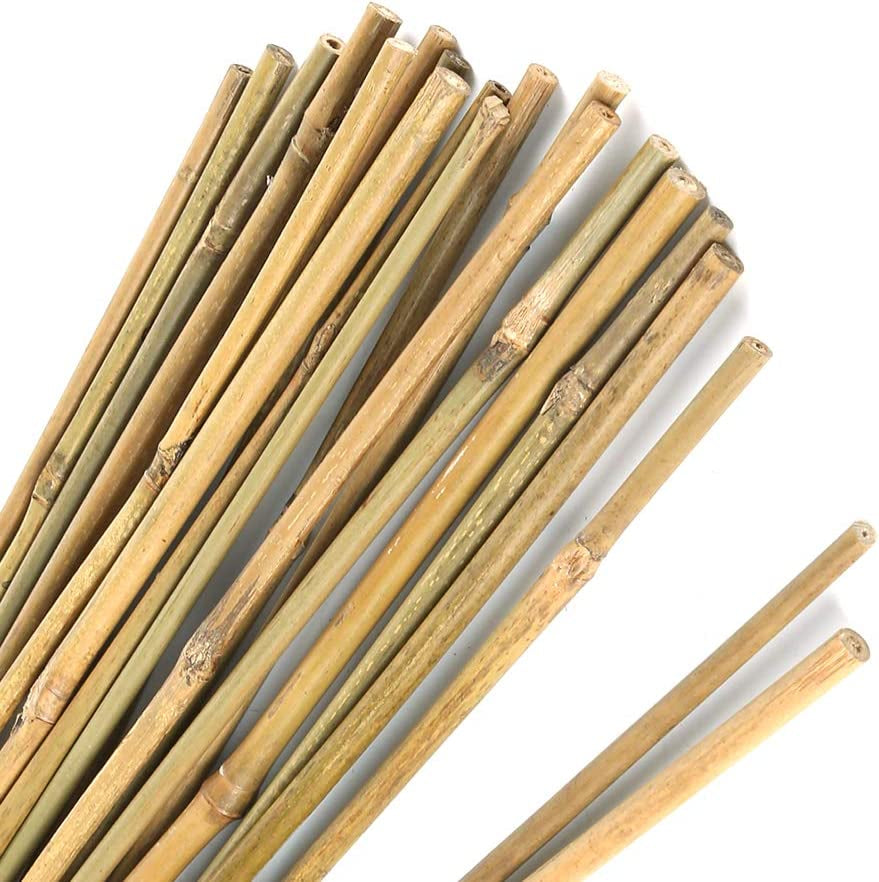 Pllieay 20-Pack 1.33' x 16" Natural Bamboo Garden Stakes for Indoor and Outdoor Plant Support, Ideal for Potted Tomato Plants