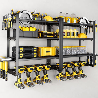 Hipidian Fathers Day Best Gifts for Daddy, Heavy Duty Power Tool Organizer Wall Mount- 400Lb Capacity 4-Tier Storage Rack with 8 Drill Holders for Garage Tools, Birthday Gifts for Men Dad Husband
